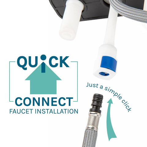 Quick connect installation feature of White Utility Sink With Pull Out Chrome Faucet And Sprayer For Laundry Room Basement Garage Or Shop