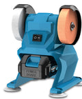 Heavy Duty 21 Volt Cordless Bench Grinder Grab And Go Portable Power Tool For Demanding Shop Tasks And Weekend Home Diy Projects Built Like A Rock And Easy Handling Design, featuring dual grinding wheels.