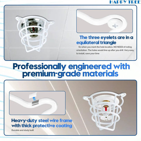 White Fire Sprinkler Head Guard Cover Protector Cage For 1/2 And 3/4 Inch Ceiling And Wall Pendent Heads Boasting A No Brainer Fit And Serious Bulletproof Shielding with three eyelets and heavy-duty steel frame.