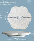 Genuine White Capiz Shell Rotating Lazy Susan Serving Tray for Dining Tables, 12.5 inch round scalloped design.