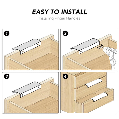 Installation guide for Gold Finger Edge Pulls For Cabinets 10 Pack 150mm Length With 128mm Center To Center