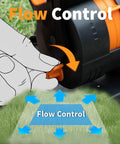 Close-up of flow control knob on Mini Turbo Oscillating Garden Sprinkler With Large Base 16 Nozzles Adjustable Width And Range Three Watering Modes Gray No Fuss Setup For Thorough Yard Coverage And Lawn Hydration