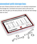 Top Shelf Solid 66 Piece 1/4-20 Hex Socket Head Cap Screw And Nut Washer Assortment Kit packed in a convenient storage box with compartments.