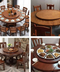 Top Shelf Heavy Duty Oak Lazy Susan Turntable Featuring Slick 360 Degree Spin And Rock Solid Anti Slip Base on round dining tables.