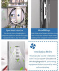 Heavy Duty Wall Mounted EV Charger Enclosure with Lock and Key, All Weather Stainless Steel Protector for Tesla Compatible Stations, clear view of spacious interior and metal hinge.