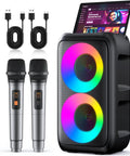Karaoke Machine For Adults And Kids Portable Bluetooth Speaker With Two Wireless Microphones TWS Mode And LED Light 15W PA System