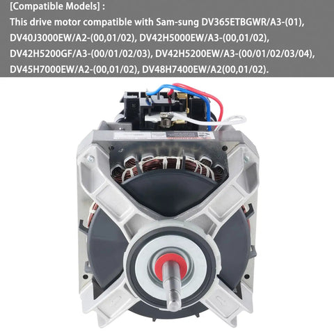 Top Drawer Dryer Drive Motor Replacement Fits Samsung Lineup Heavy Duty DC31 00055G front view showing motor design and connectors.