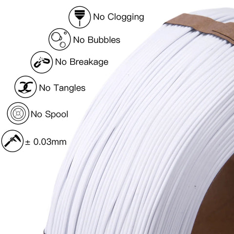 Top Shelf White Plaplus 3D Printer Filament Refill 175Mm Spool Free Format 03MM Accuracy One Kilogram, highlights features like no clogging.