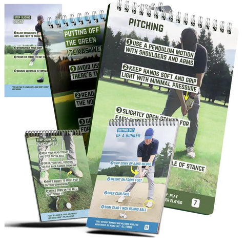 Golf Cheat Sheets Pocket Guide: 175 Plus Quick Reference Tips featuring pitching technique with golfer illustration