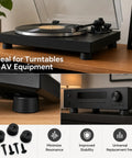 Heavy-Duty Rubber Isolation Feet Four Pack With Steel Inserts-Badass Anti-Vibration Dampening Pads For Amps Subs And Turntables-Smooth Operator Audio Setup Upgrade For Crisp Bass And Ultra Clear Stereo Mixes on turntable and AV equipment.
