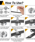 How to use Built Legit Tough 20mm Leather Snap Button Fastener Kit with installation steps on fabric.