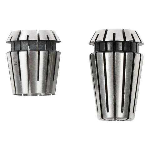 Knuckle Cracker Angle Grinder Extension Shaft Adapter Kit With One Quarter And One Half Inch Spring Collets close-up of steel collets for drilling.