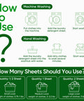Instructions for Travel Laundry Detergent Sheets Pre Measured Plastic Free Washer Strips Go To Camping And Dorm Life