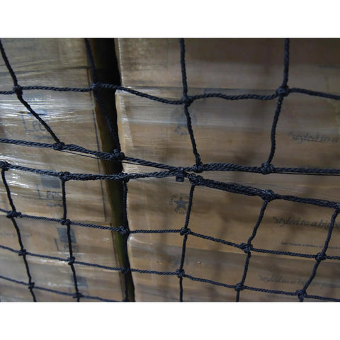 Heavy Duty Drop Proof Pallet Rack Safety Netting Set Of Two 99 By 96 Inch Nylon Mesh securing boxes in warehouse.