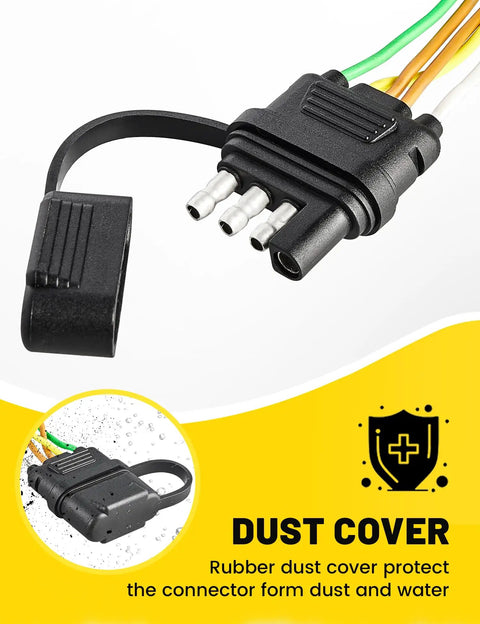 4 Pin 5 Wire Trailer Wiring Harness Kit Easy Install 30 Ft 18AWG with nylon net tube and dust cover