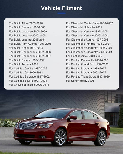 Buick Lacrosse in front of vehicle fitment chart for Front Wheel Hub And Bearing Assembly 513179 Direct Fit OE Quality