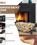40 Inch Diameter Sector Firewood Rack Storage Built From 0.8Mm Thick Galvanized Steel With Wave Pattern And Four Stable Feet Heavy Duty Black Coated For Indoor Outdoor Wood Storage On Patio Or Deck Built To Last rack by fireplace