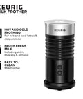 Keurig standalone milk frother for non dairy milk hot and cold frothing 6 oz capacity black finish great for lattes and cappuccinos at home froths fresh milk in minutes for hot or iced drinks