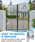 Heavy Duty Five Eighth Inch Wall Mount Gate Hinges Four Piece Set For Farm Fences, Galvanized Steel Gate Hardware Built Tough With Rust Resistant Build, Easy Install For Barn Gates And Chain Link Gates, mounted on wall post