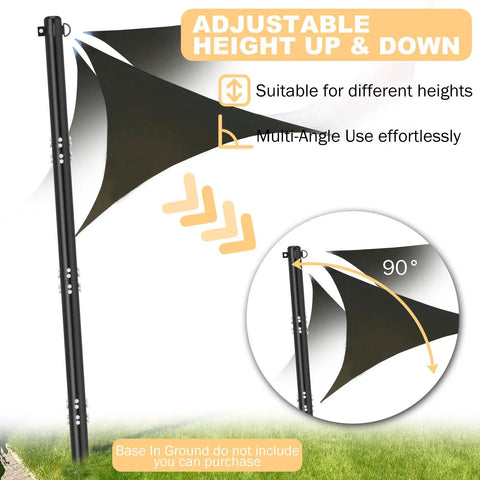 Heavy Duty Shade Sail Poles Kit, 2 Pack Steel Posts with D Clamp, Outdoor String Light Supports for Patio and Backyard, 2.36 Inch Diameter, Sturdy Weatherproof Build, Easy Install