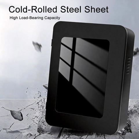 Built Different Heavy Duty EV Charger Enclosure Hardcore Weatherproof Wall Mount Box For Electric Vehicles in black cold-rolled steel.