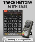 Portable Radon Detector For Home And Heavy Duty Indoor Air Quality Checking, No Sweat Calibration With Dead Easy Setup For Basements And Living Rooms, Delivers Real Deal Pci Or Bq M3 Readings Across Forty Five Days Of Continuous Tracking display showing track history and radon levels.