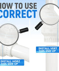 Installation guide for 2 Inch PVC Check Valve With Solvent Connections For Backflow Prevention in horizontal and vertical positions.