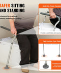 Built Tough Toilet Safety Rail With Padded Armrests, Adjustable Bathroom Safety Frame Fits Most Toilets with anti-slip handles.