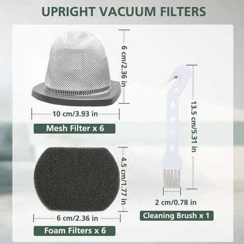 Mesh and foam filters from 6 Pack Replacement Vacuum Filter Set For Easy Fit Featherweight Stick Lightweight Bagless Vacuum Cleaner 2033.
