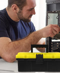 Portable Plastic Tool Box With Secure Buckles Lightweight Durable Storage Case For Outdoor DIY Projects used for computer repair.