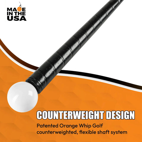 Counterbalanced Golf Swing Trainer Aid For Flexibility, Tempo, And Consistent Contact, 47 Inch Practice Tool Made In USA, Patented Swing System Pros Count On, Realistic Feel To Elevate Your Game At Home Or On The Range, black grip and white ball tip.