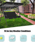 Beige Swing Canopy Replacement Top Cover For 2 To 3 Seater Porch Swing 84x48 Inches Waterproof All Weather Sun Shade Awning