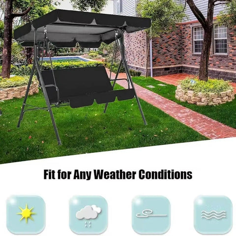 Beige Swing Canopy Replacement Top Cover For 2 To 3 Seater Porch Swing 84x48 Inches Waterproof All Weather Sun Shade Awning