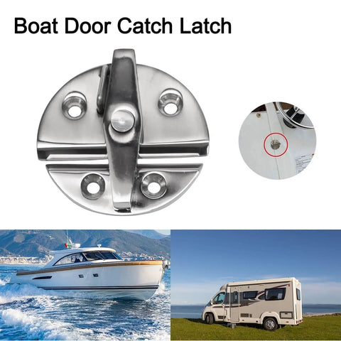 316 Stainless Steel Marine Twisting Locking Latch Heavy Duty Hatch Catch And Bait Well Lid Clasp close-up view on boat.
