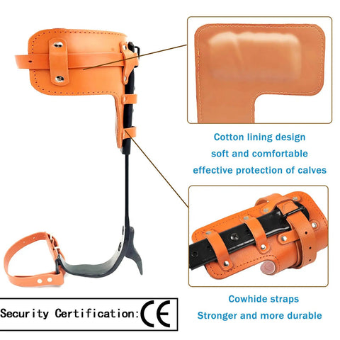 Tree Climbing Spikes Set With Adjustable Length Design Climbing Belt Nylon Rope And Pro Accessories for soft calf protection.