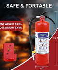 5 Lb Abc Dry Chemical Fire Extinguisher With Wall Mount And 2A 10B C Rating, 15.7 inches tall, 5 lbs agent weight, portable design.