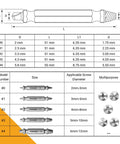 Universal Screw Extractor Kit With Drill Bits For Stripped Rusty Screws And Nuts Remover Tools For Broken Bolts DIY Hardware Repair Set Heavy Duty Alloy Steel size chart and dimensions.