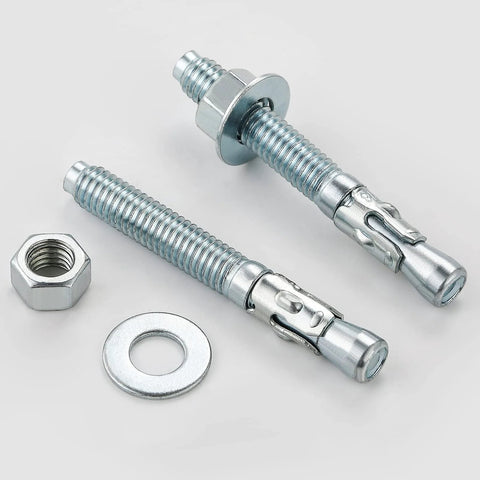 Three Eighths By Four Inch Ten Piece Set Standard Fasteners For Heavy Duty Zinc Wedge Anchors For Cement And Concrete