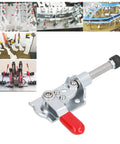 Heavy Duty Adjustable Toggle Clamp With Push Pull Action And Quick Release For Woodworking Welding And DIY Projects Jigs And Home Decor With Pro Grade Reliability And Easy One Hand Operation, metal clamp with red handle