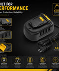 Heavy Duty AC To DC Power Converter For DeWalt 18V And 20V Cordless Tools 500W adapter with power cable and safety features