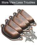Top Shelf Vintage Shell Cabinet Pulls Slick Red Copper Finish For Kitchen Drawers And Dresser Doors Heavy Duty Iron Build 5 Piece Set with screws.