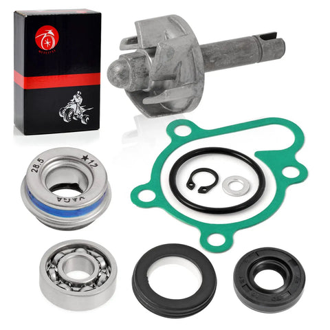 Rock Solid Water Pump Impeller Seal Gasket And Bearing Repair Kit Fits Yamaha Grizzly Kodiak Rhino Wolverine 400 450 ATV UTV parts displayed.