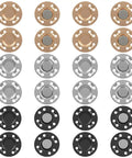 12 Pairs Killer Hold Magnetic Snaps, No Sweat Easy Sew On Fasteners, heavy duty metal buttons in gold, silver, and black.
