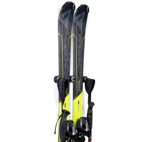 Super Sleek Ski Wall Mount Rack Keeps Your Skis Tight And Scratch Free With Hybrid Edge Guard Tech holds one pair of skis vertically.