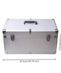 Silver Metal Tool Case With Ergo Grip Carrying Handle And Reinforced Corner Guards Built Different For Reliability During Harsh Field Repairs And Gear Storage With Multiple Secure Locking Clasps To Keep Your Wrenches Safe, 47.5cm x 25cm size.