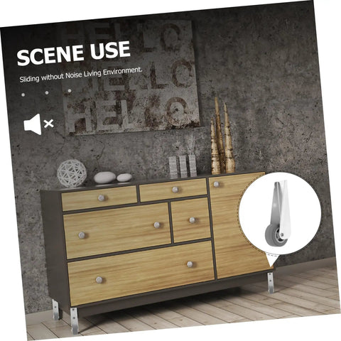 Heavy Duty Sliding Door Roller Wheels For Closet Track Swap And Barn Door Hardware Fix With Silky Smooth Glide Action and No Hassle Install For Any Home Reno Project, shown on modern dresser.