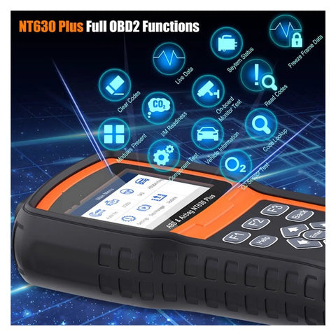 Pro Grade OBD2 Code Reader And Diag Tool With TPMS Learn Tool For Cars Trucks Vans screen showing diagnostic functions