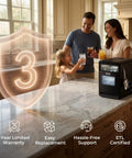 Family enjoying drinks next to Nugget Ice Maker For Countertop With 44 Lb Per Day Capacity Self Cleaning Black Stainless Steel Portable Ice Machine