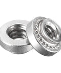 Badass Stainless Steel Self Clinching Rivet Nuts Size Six Thread Round Head Sheet Metal Fasteners close-up view