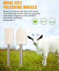 Wool Felt Polishing Wheels made of compressed wool and metal, showcasing tips for rotary tools from Hustle Free 140 Piece Drill Compatible Rotary Polishing Kit.